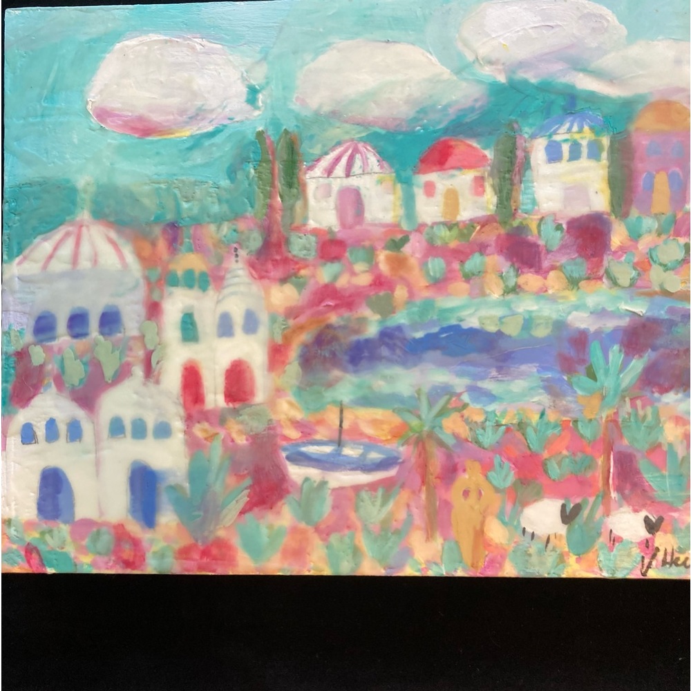 Island Life”“An Encaustic Wax And Oil  Original Painting 14”x11”x1”On Wood